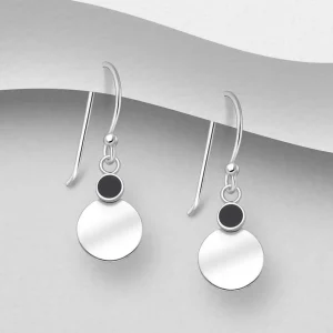 PREMIUM COLLECTION | Linn -pienet hopeiset mustakiviset korvakorut