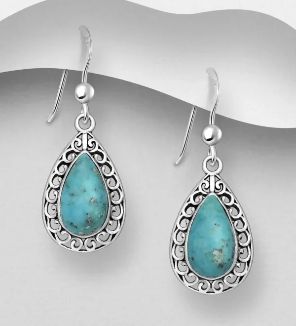PREMIUM COLLECTION | Maja -hopeiset turkoosikiviset pisarakorvakorut