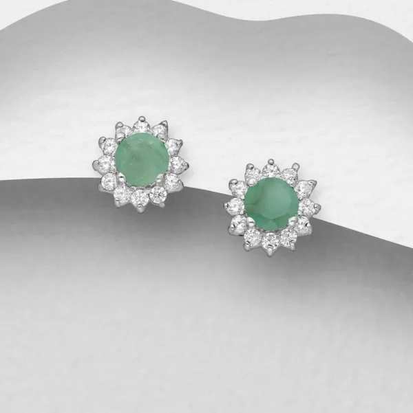 PREMIUM COLLECTION | Mini Victoria -hopeiset vihreät smaragdikorvakorut
