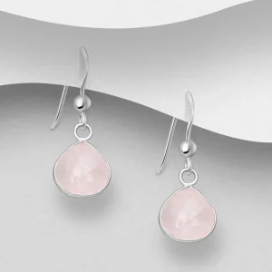 PREMIUM COLLECTION | Mona -hopeiset ruusukvartsi korvakorut