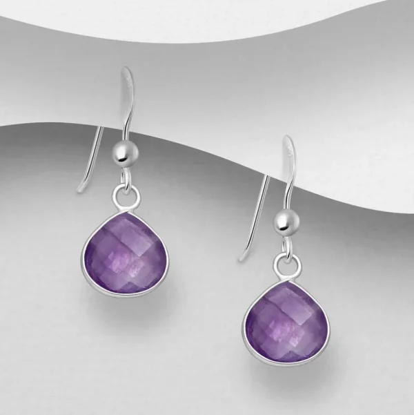 PREMIUM COLLECTION | Mona -hopeiset ametisti korvakorut