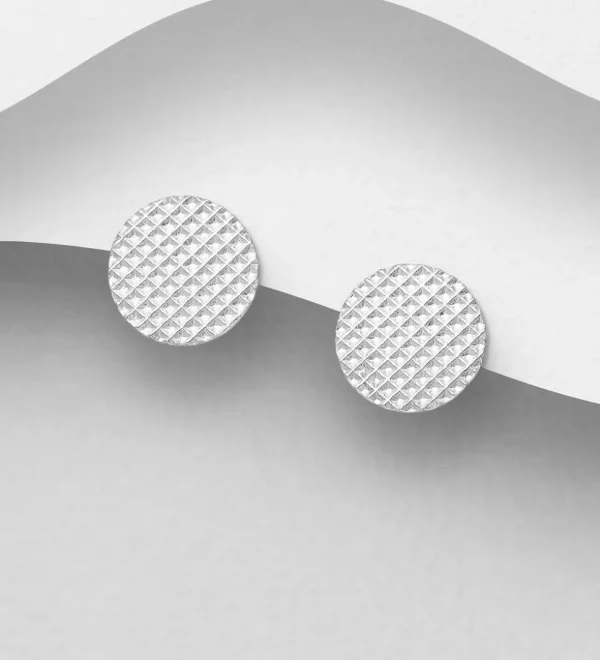 PREMIUM COLLECTION | My -hopeiset ristikkokuvioiset nappikorvakorut