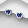 PREMIUM COLLECTION | Olivia -hopeiset siniset sydänkorvakorut