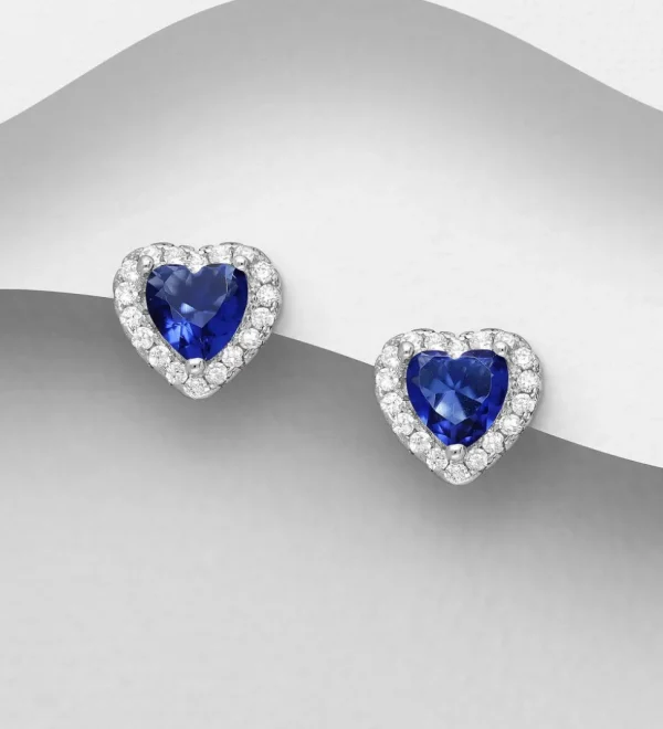 PREMIUM COLLECTION | Olivia -hopeiset siniset sydänkorvakorut