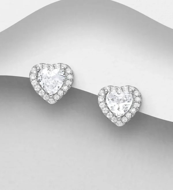 PREMIUM COLLECTION | Olivia -hopeiset kirkkaat sydänkorvakorut