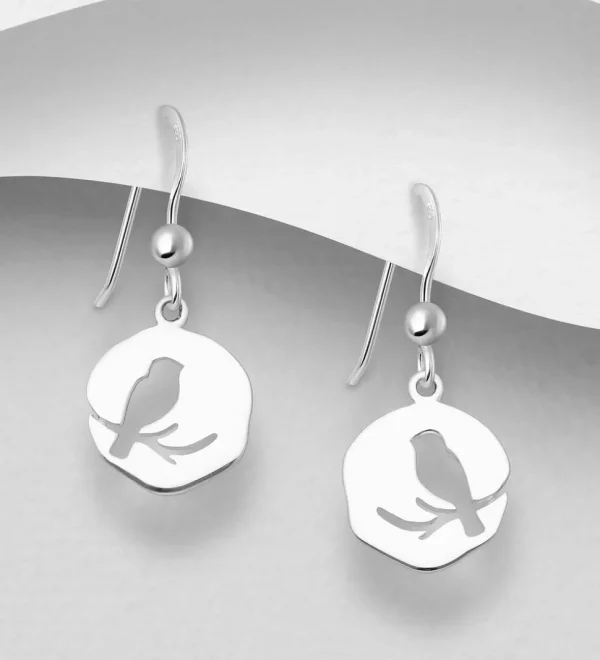 PREMIUM COLLECTION | Onnenlintu -modernit hopeiset korvakorut