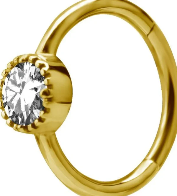 PREMIUM COLLECTION | Pyöreäkivinen clicker lävistysrengas (kulta)
