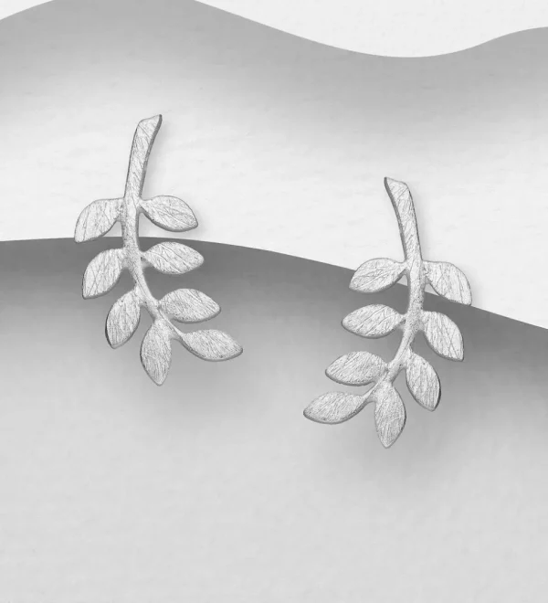 PREMIUM COLLECTION | Rauha -lehdenmuotoinen hopeanappi mattapinnalla