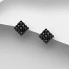 PREMIUM COLLECTION | Rhombus -hopeiset mustat nappikorvakorut