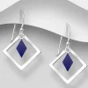 PREMIUM COLLECTION | Runa -hopeiset roikkuvat sinikiviset korvakorut