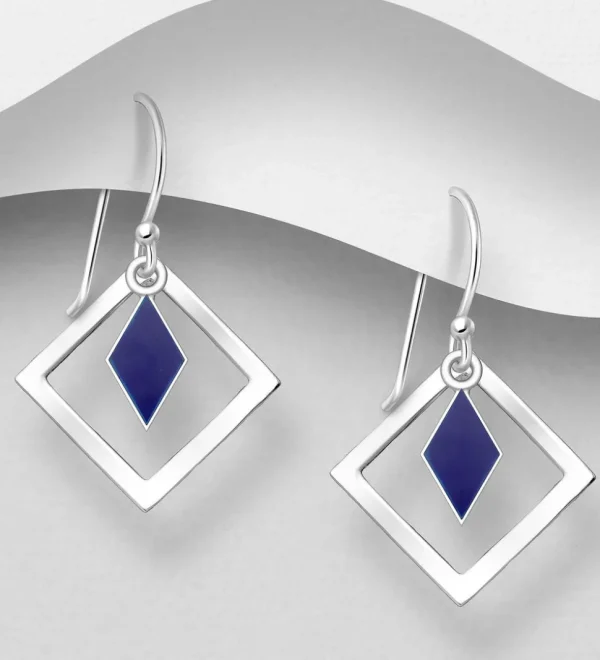 PREMIUM COLLECTION | Runa -hopeiset roikkuvat sinikiviset korvakorut