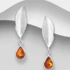 PREMIUM COLLECTION | Rut -hopeiset korvakorut meripihka koristeella