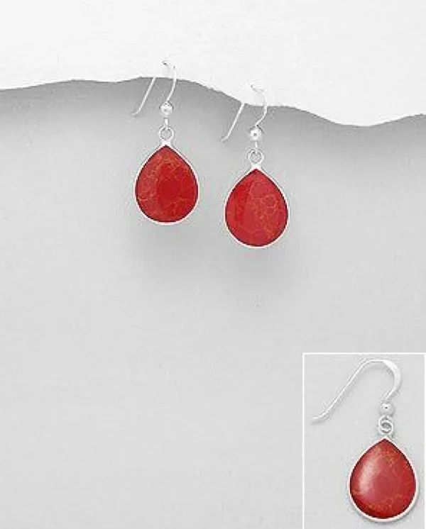 PREMIUM COLLECTION | Saga -hopeiset punakiviset korvakorut