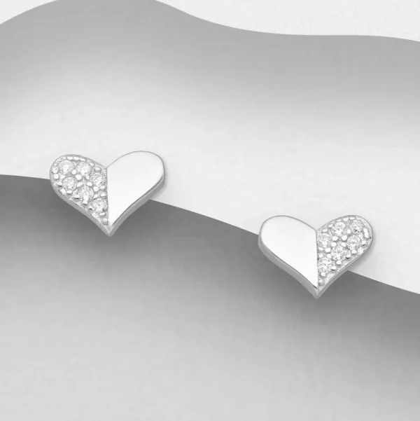 PREMIUM COLLECTION | Stella -pienet hopeiset sydännapit kristalleilla