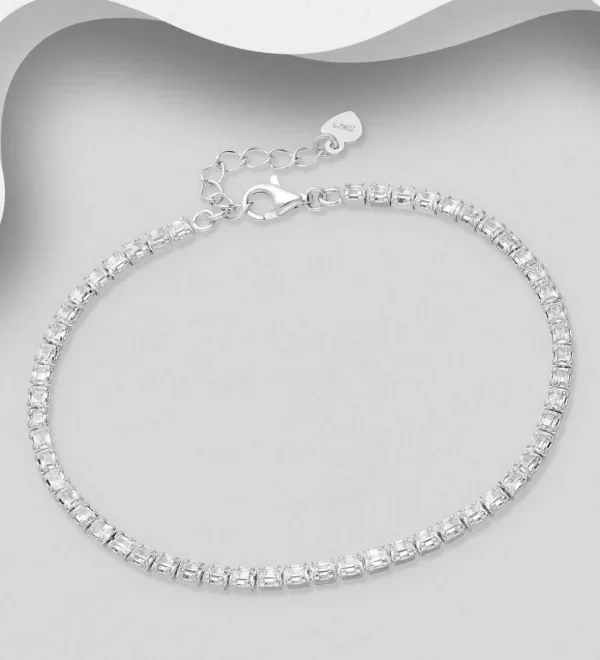 PREMIUM COLLECTION | Susan -kirkas hopeinen strassirannekoru