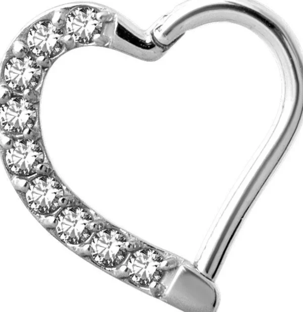 PREMIUM COLLECTION | Sydän clicker kirkkailla zirconioilla (10mm)