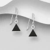 PREMIUM COLLECTION | Tina -hopeiset roikkuvat mustakiviset korvakorut