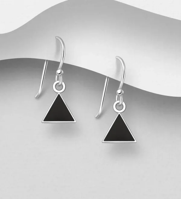 PREMIUM COLLECTION | Tina -hopeiset roikkuvat mustakiviset korvakorut