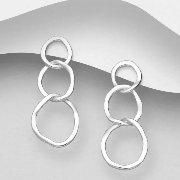 PREMIUM COLLECTION | Tindra -hopeiset korvakorut kolmella renkaalla