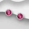 PREMIUM COLLECTION | Ursula -ruusunpunaiset hopeanapit kristalleilla