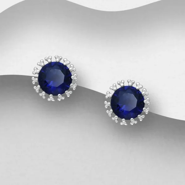 PREMIUM COLLECTION | Ursula -siniset hopeanapit kristalleilla