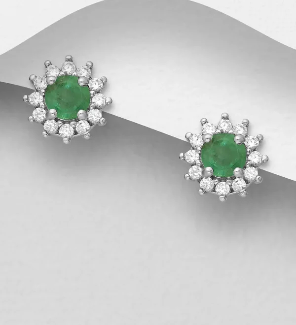 PREMIUM COLLECTION | Victoria -hopeiset vihreät smaragdikorvakorut
