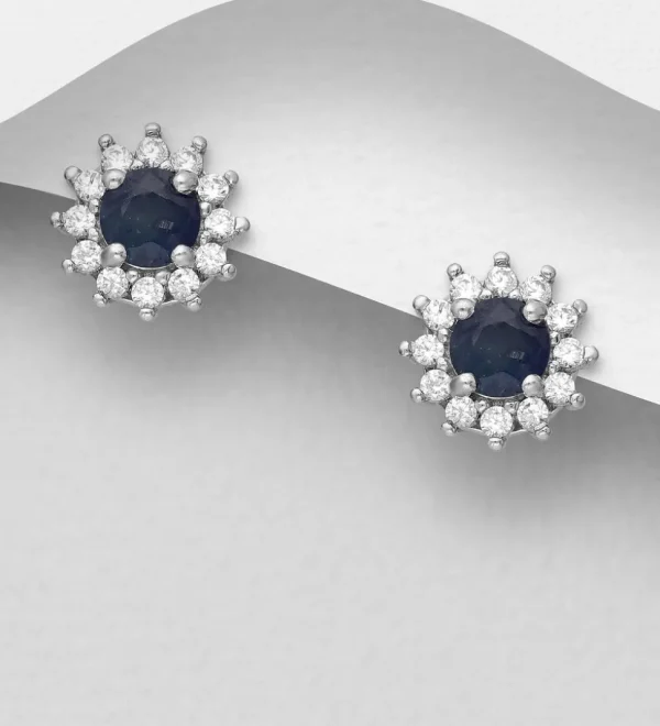 PREMIUM COLLECTION | Victoria -hopeiset siniset safiirikorvakorut