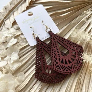 Puiset korvakorut, Brown Triangles with Lace Decoration