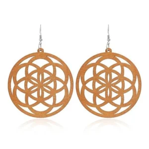 Puiset korvakorut, Classic Mandala -ruskeat pitsikorvakorut
