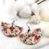 Puiset korvakorut, Fan Shaped Earrings with Red Roses