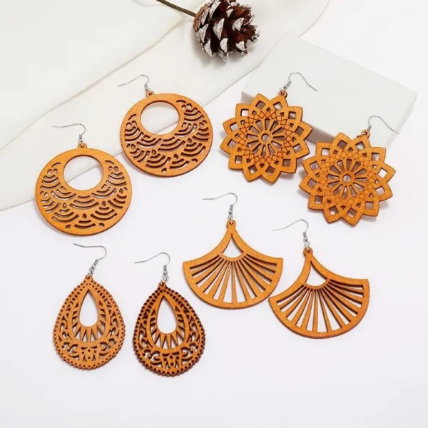 Puiset korvakorut, Simple Mandala -ruskeat pitsikorvakorut