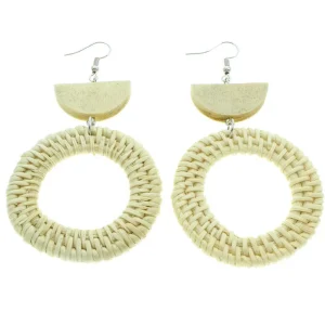 Puukorvakorut, rottinkikorvakorut/Round Rattan Earrings