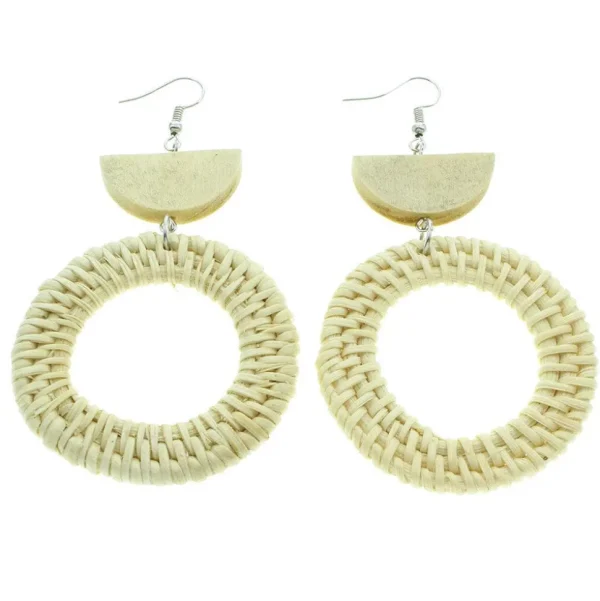 Puukorvakorut, rottinkikorvakorut/Round Rattan Earrings