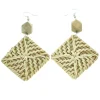 Puukorvakorut, rottinkikorvakorut/Chunky Square Rattan Earrings