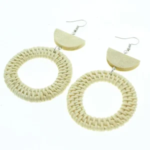 Puukorvakorut, rottinkikorvakorut/Round Rattan Earrings