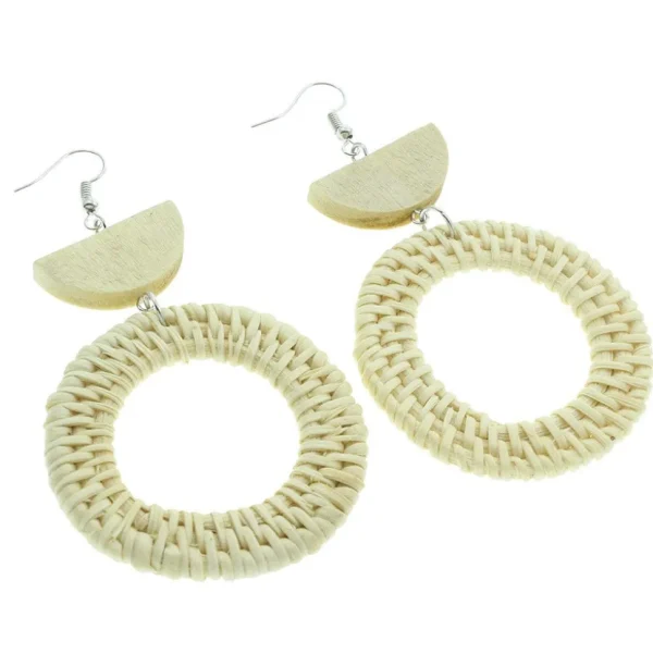 Puukorvakorut, rottinkikorvakorut/Round Rattan Earrings