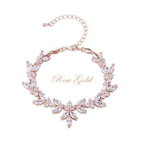 Rannekoru, ATHENA BRIDAL | Elegant Cubic Zirconia Bracelet in Rosegold