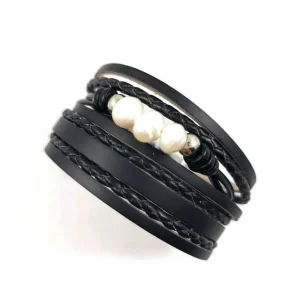 Rannekoru, Black Bracelet with Pearls