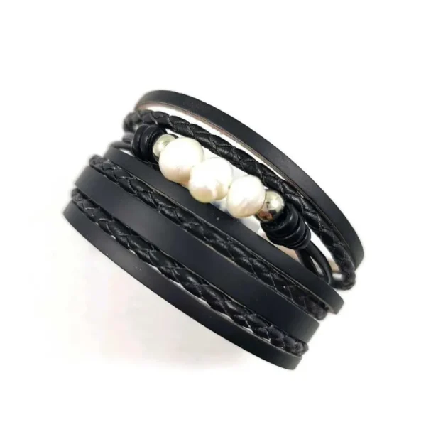 Rannekoru, Black Bracelet with Pearls