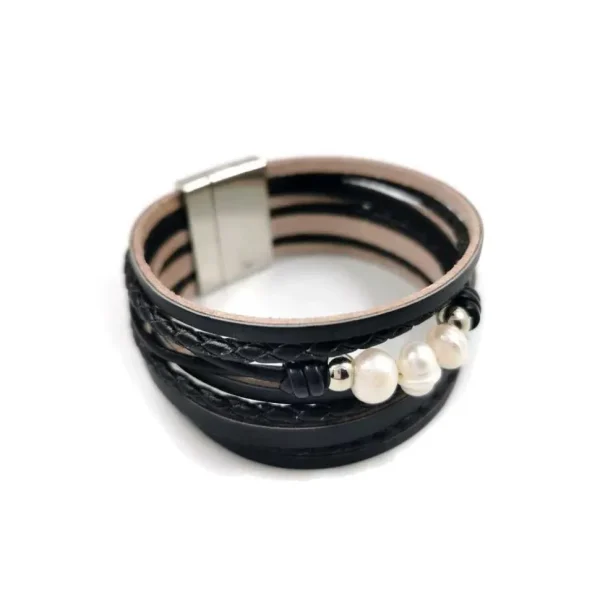 Rannekoru, Black Bracelet with Pearls