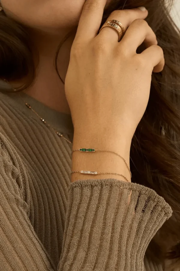 Rannekoru, BOHM PARIS | Bracelet Honoré -siro vihreä kristallirannekoru