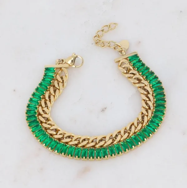 Rannekoru, BOHM PARIS | Bracelet Deannille -vihreä kristallirannekoru