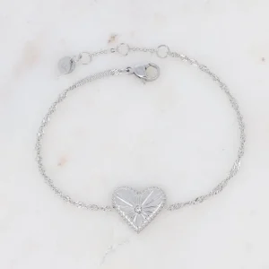 Rannekoru, BOHM PARIS | Bracelet Cœur Rhodium -sydänrannekoru (hopea)