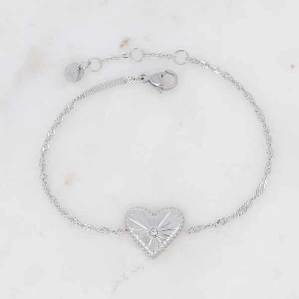 Rannekoru, BOHM PARIS | Bracelet Cœur Rhodium -sydänrannekoru (hopea)