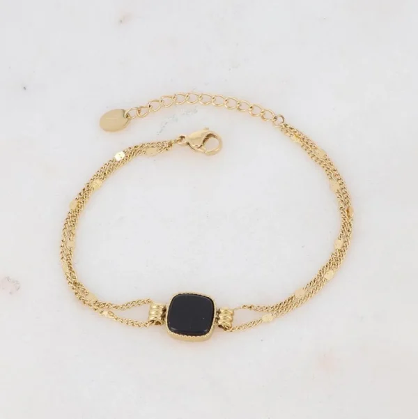 Rannekoru, BOHM PARIS | Bracelet Chloefina -musta luonnonkivirannekoru