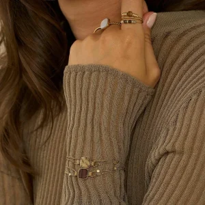 Rannekoru, BOHM PARIS | Bracelet Chloefina -musta luonnonkivirannekoru