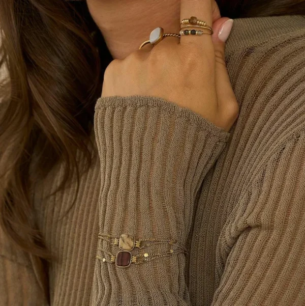 Rannekoru, BOHM PARIS | Bracelet Chloefina -musta luonnonkivirannekoru