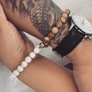 Rannekoru, Pearl Couple Bracelet with Ball -luonnonkivinen rakkauskoru