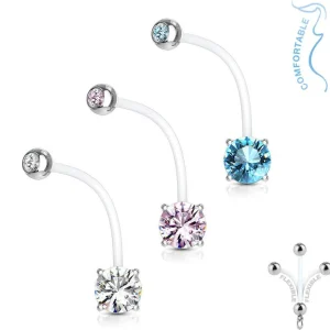 Raskausnapakoru, Flexible CZ Prong Set Navel Ring