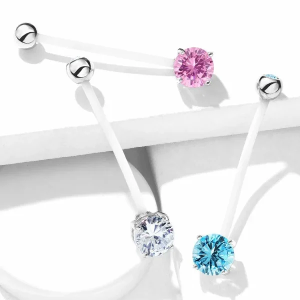 Raskausnapakoru, Flexible CZ Prong Set Navel Ring
